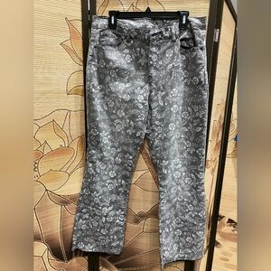 DG2 Gray Floral Paisley Raw Hem Jeans Sz 16